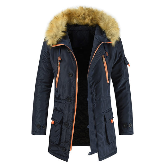 HIEXHSE Winter Jacket Men Parka Coat Brand Padded Artificial Fur Medium-long Thick Parkas Snowjacket Coat Warm Clothing