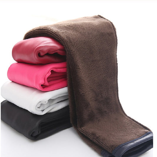 BIG SALE Girl Pu Leather Winter Legging Baby Kid Children Warm Fleece Trousers 3-10 Years