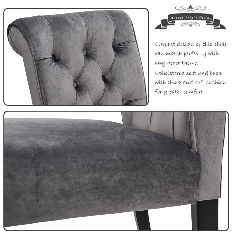 6/4/2 PCS Upholstered Velvet Dining Chairs, Elegant High-end Tufted Armless Solid Wood Chair High Back Chair Not Include Table