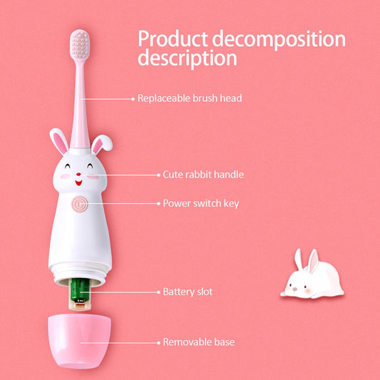 AZDENT Children Sonic Electric Toothbrush for 3-12 Ages Cartoon Pattern Kids with Soft Replacement Heads