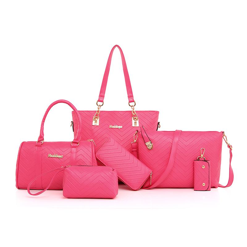 2021 New PU Leather Bag Fashion Shoulder Crossbody Bags for Women Handbags 6-piece Set Vintage Elegant Bolsa Feminina
