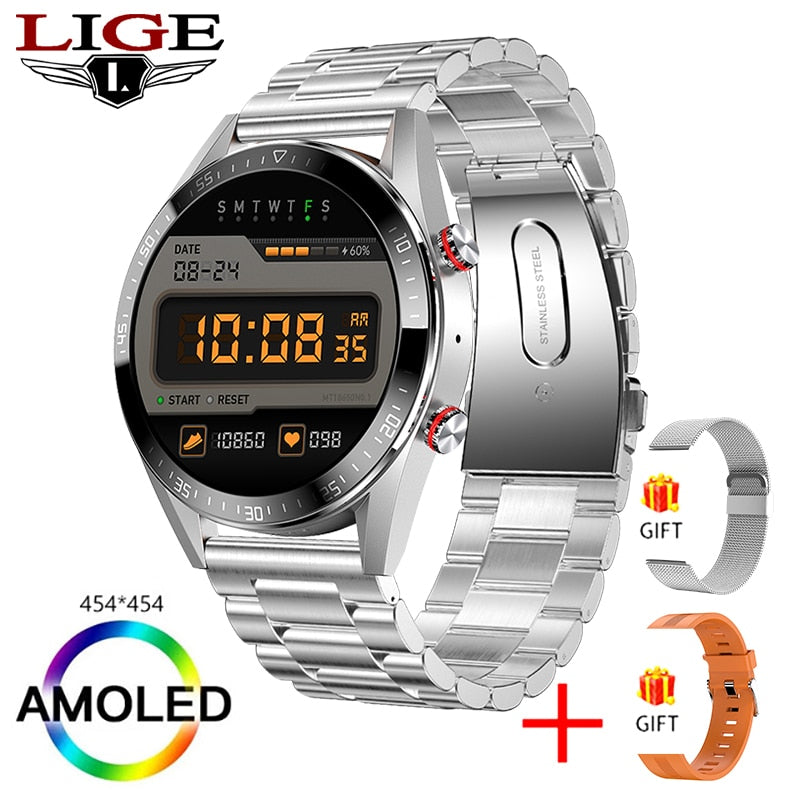 LIGE New 454*454 Screen Smart Watch Men Always Display The Time Bluetooth Call Local Music Men Smartwatch For Huawei Xiaomi +Box