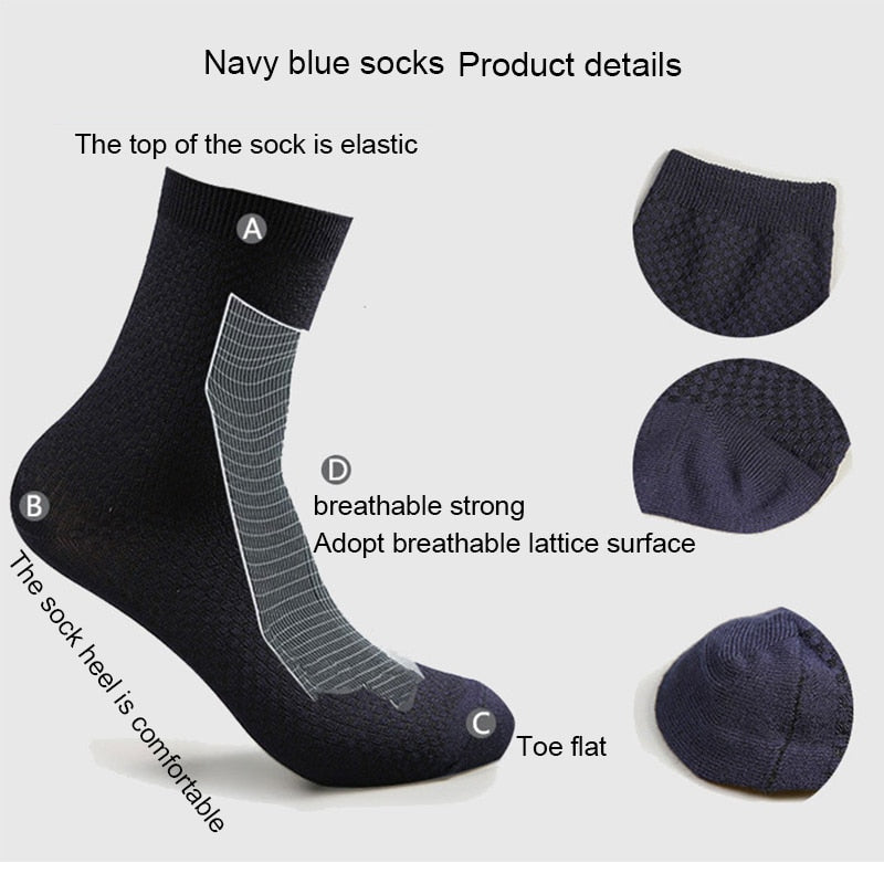 10 Pairs/Lot Men's Bamboo Fiber Socks 2022 New Compression Autumn Long Black Business Casual Man Dress Sock Gift Plus Size 42-45