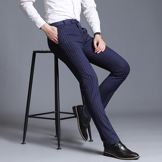 2023 Mens Suit Pants Fashion Business Casual Formal Suit Trousers Men Stripe Straight Men Dress Pant Trajes De Hombres De Vestir