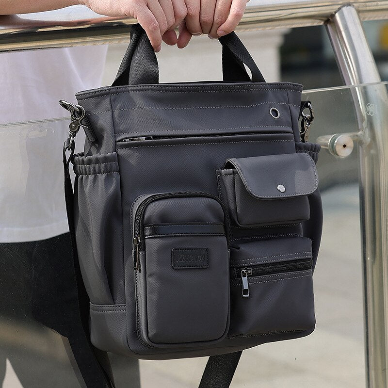 Business Men Canvas Handbag Casual Large Crossbody Shoulder Bag Vintage Tote Male Office Handbags Retro Brown Satchel Bags XA74C