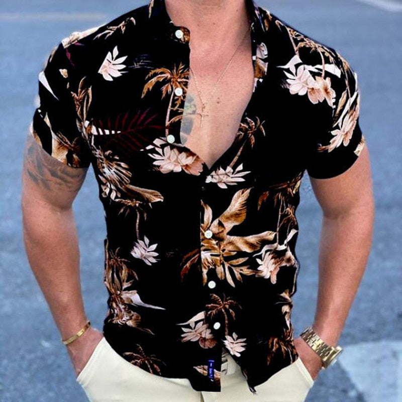 2022Summer New Mens Vintage Striped Shirt Fashion Casual Luxury Shirt Short Sleeve Hawaii Shirts For Men Blusas Camisa Masculina