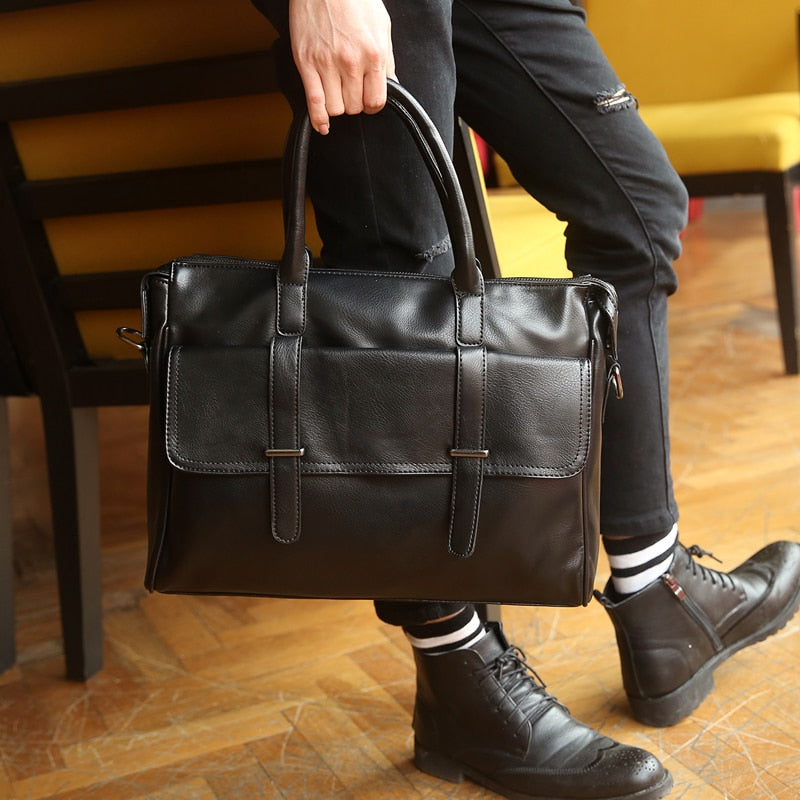 Fashion Korean Brand Designer Men's Bag Handbag Leather British Shoulder Bag Male Business Laptop Bags