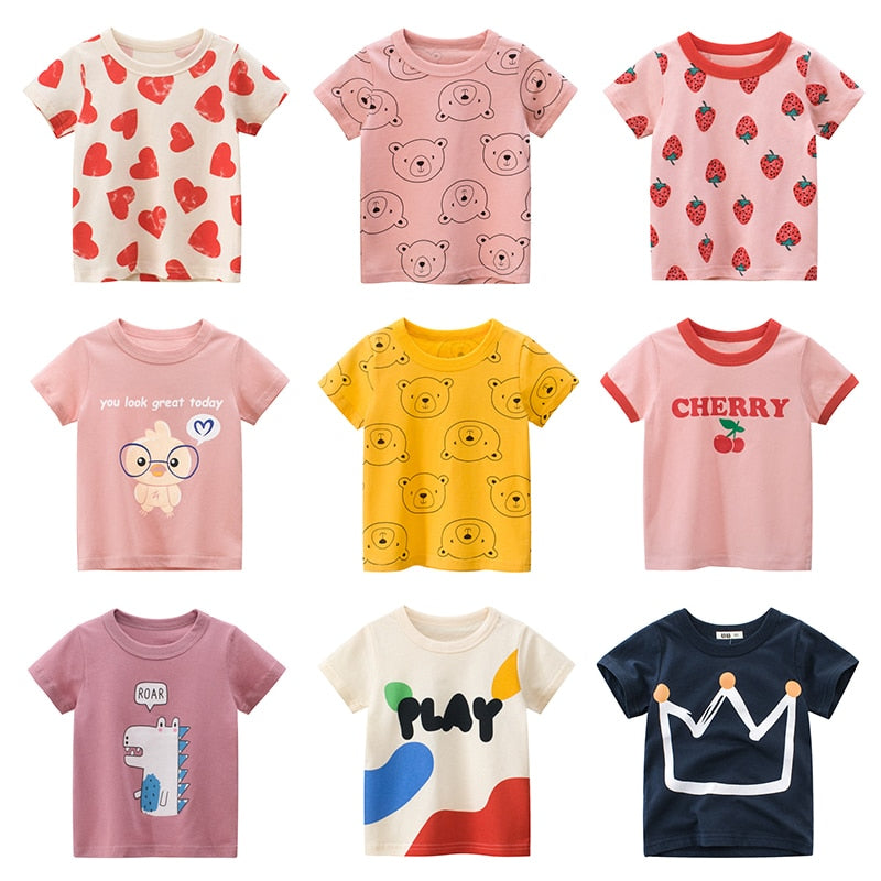 Cotton Children Kids T-shirt For Boys a Boy T Shirt Girls Tops Cartoon Baby Clothes Tee Short Sleeve Child's Shirts New 2021