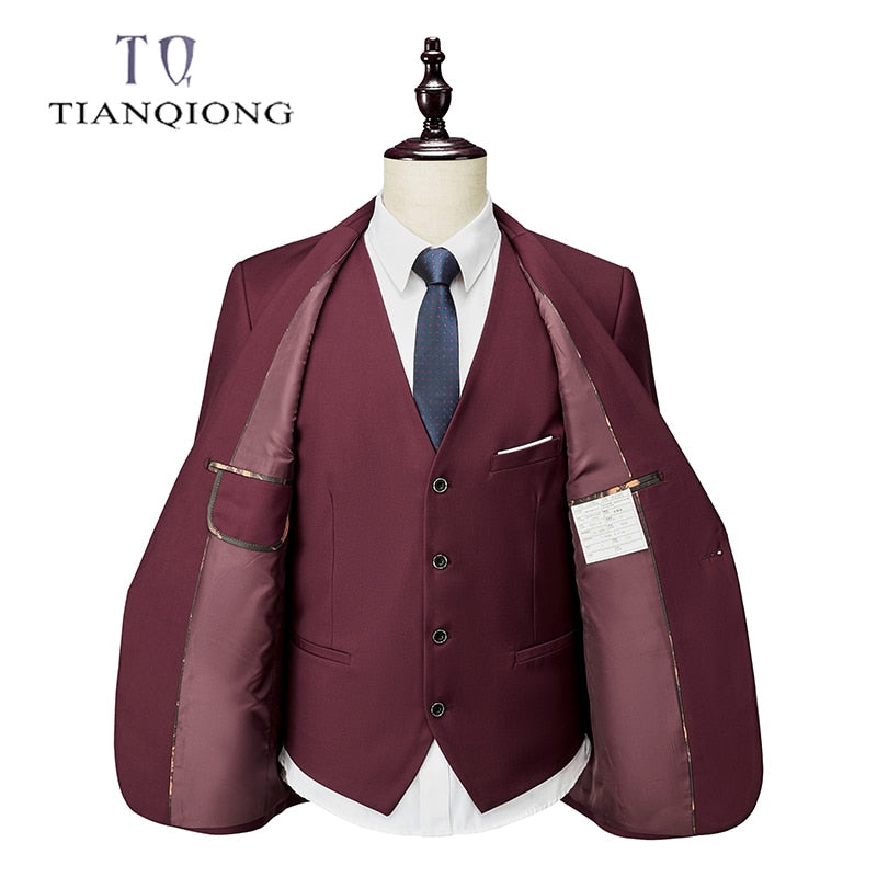 Men Suit 2021 Spring and Autumn High Quality Custom Business Suit Three-piece Slim Large Size Multi-color Suit Two-button Suit