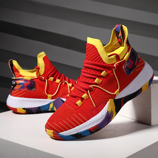 High Quality Fashion Retro Basketball Shoes Men & Women Red Basket Boots High Top Sneakers Air Mesh Sport Footwear Boys 1 4 6 13