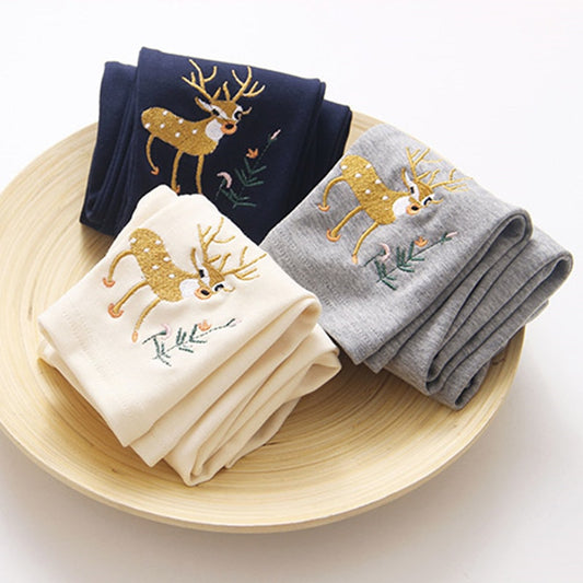 2023 Autumn Spring New Fashion 90-140cm 2 3 4 5 6 7 8 9 10 Years Children Cotton Basic Cartoon Long Leggings For Baby Kids Girl