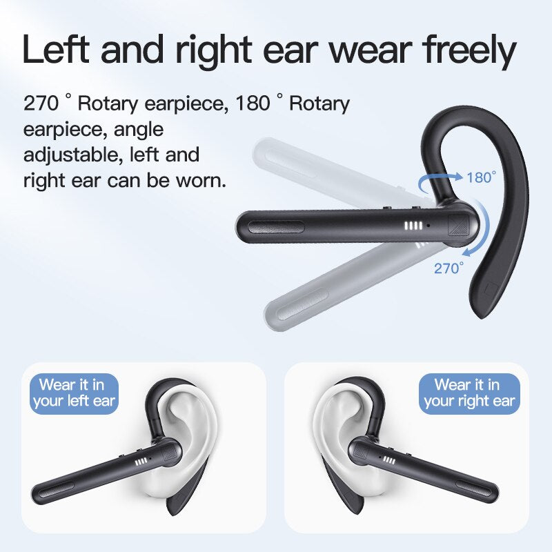 Newest Wireless Earphone Bluetooth 5.0 Earpiece Handsfree Noise Reduction Headset With CVC8 Dual HD Mic For All Smart Phones