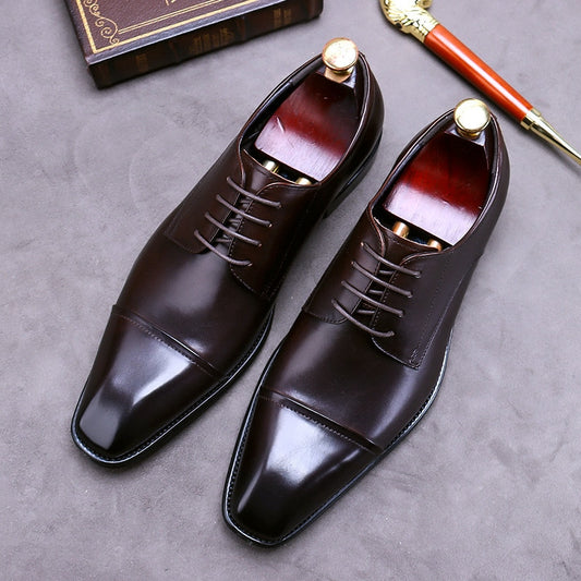 Men's Genuine Leather Shoes Three-joint Leather Shoes Men Business Casual Pointed Toe Large Size 37-46 Formal Wear Handmade Shoe