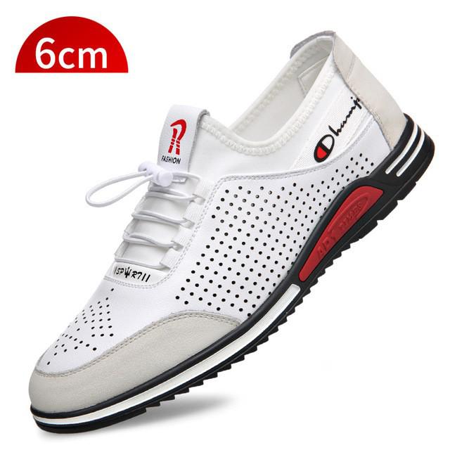 New Fashionable new breathable summer men's casual leather shoes, increased by 6CM