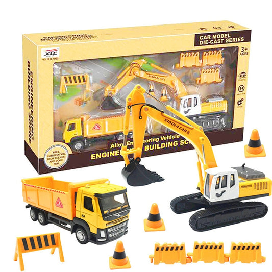 1:50 Scale Alloy Engineering Car Model Toy Dump Truck Excavator Scene Set Model Vehicles Toys ForKids Gift Collectible
