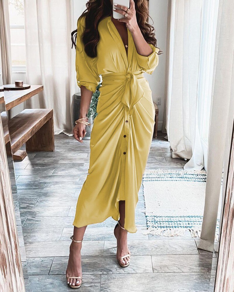Striped Leopard Print Button Women's Dress Spring 2022 Elegantes Ankle Bandage Dress Half Sleeve Vintage Dress Shirt Beach Robe