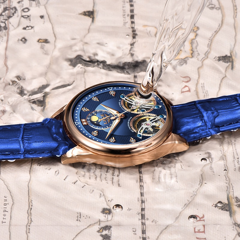 Reloj LIGE Double Tourbillon Switzerland men Watches Automatic Watch men Self-Wind Fashion Mechanical Wristwatch Leather Clock