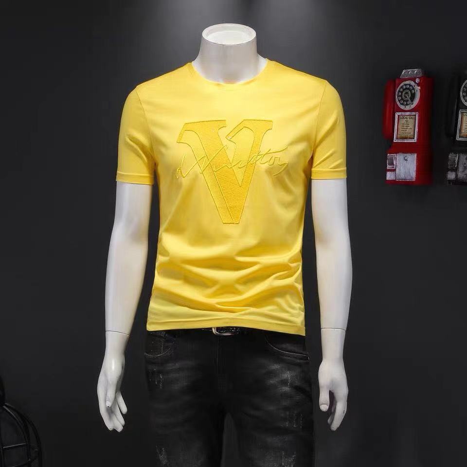 Summer New Men's Short-Sleeved T-Shirt Pure Cotton Round Collar Trim Personality Shirt Male T-Shirt