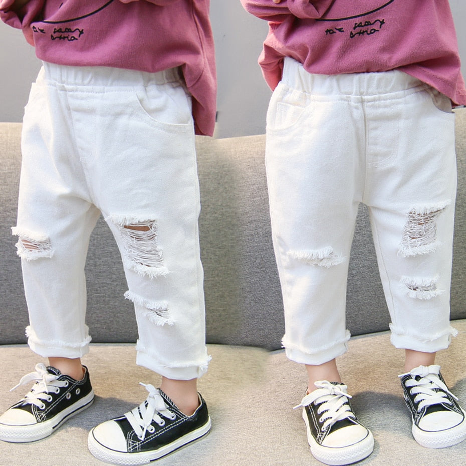 Jeans Girl Toddler Boys Girls Ripped Jeans Pants Spring Autumn Jeans For Kids Casual Style Clothes For Girls