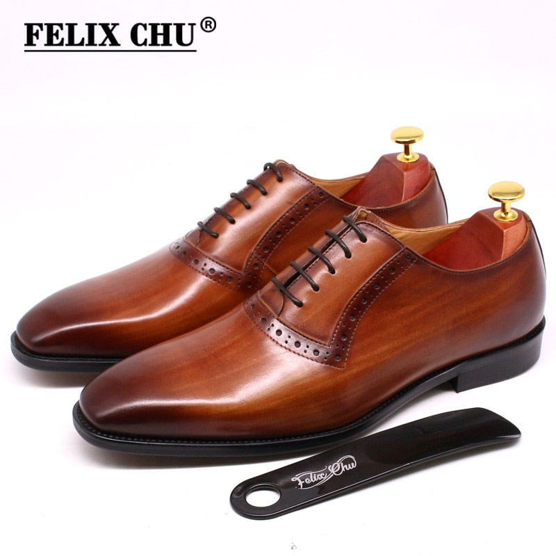 Size 47 Size 13 Handmade Men's Dress Shoes Genuine Leather Formal Oxfords Wedding Business Office Plain Toe Men Leather Shoes