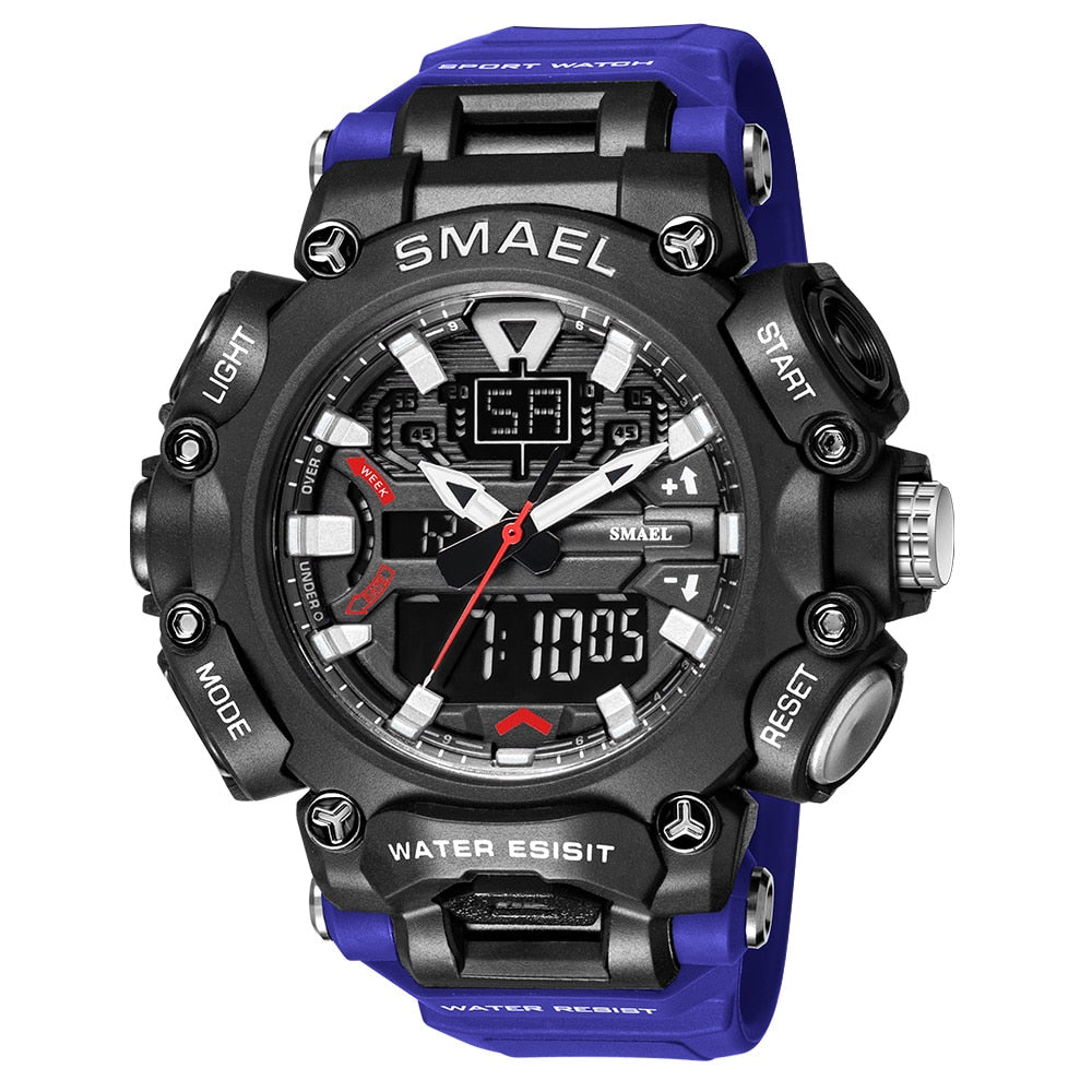 SMAEL Youth Fashion LED Digital Watch Men Alarm Shockproof Dual Wristwatches Chrono Waterproof Big Clock Mens Watches Cool Hour