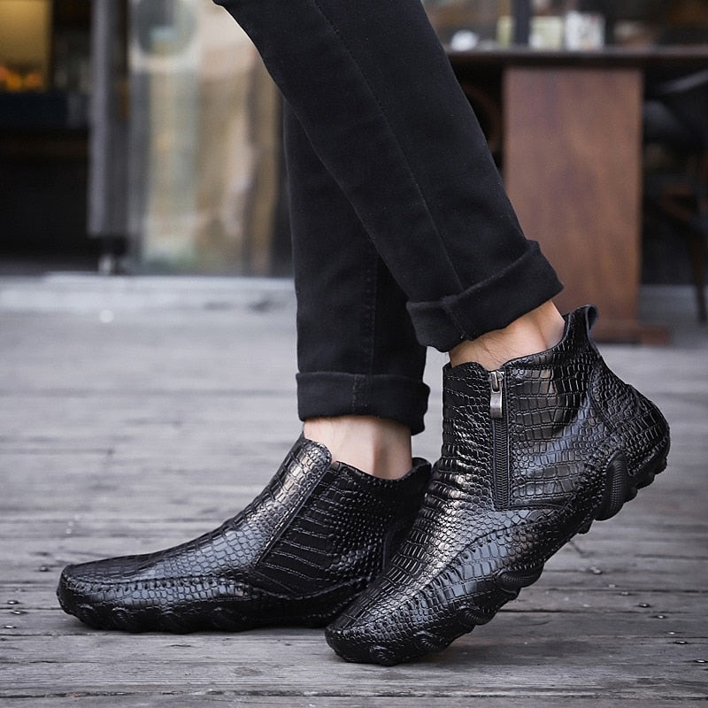 EMOSEWA 2020 New Autumn Winter Fashion Men Boots Vintage Style Casual Men Shoes High-Cut Lace-Up Men Warm Boots Plus Size 38-47