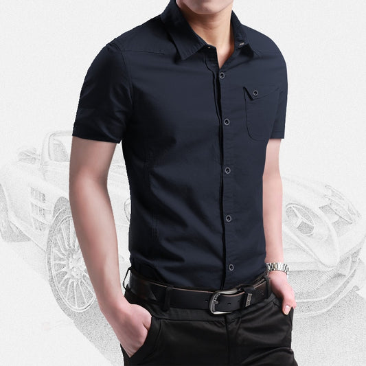 2021 New Summer 100% Cotton Shirts for Men New Breathable Military Men Shirts Short Sleeve Slim Men's Shirts Men Brand Clothing