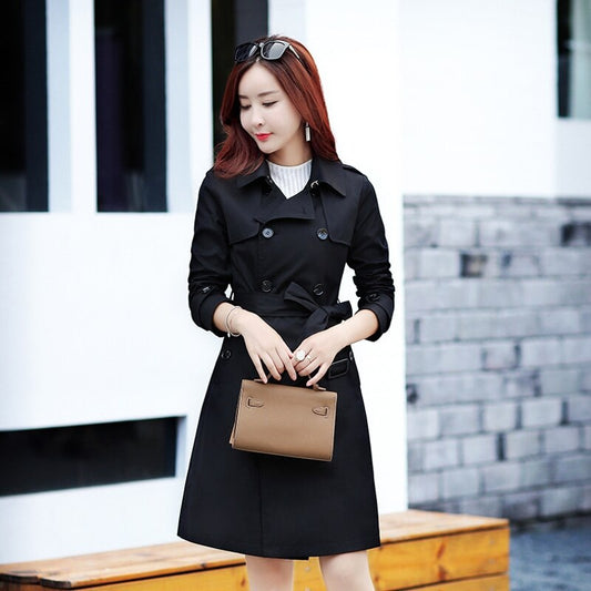 Spring Autumn Women Long Trench Coat 2020 New Fashion Slim Overcoat Lady Casual Double-breasted Windbreaker jacket