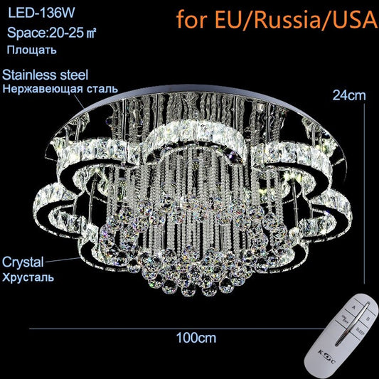 Modern crystal ceiling lights bedroom luxury silver ceiling light living room led Ceiling Lamps dining crystal Fixtures kitchen