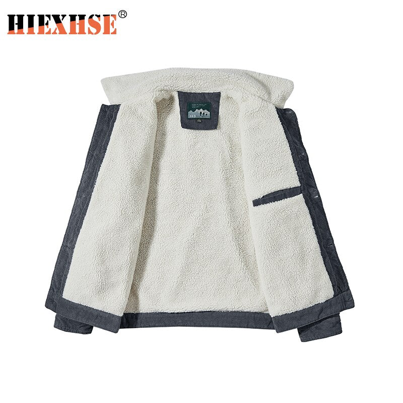 Winter Jacket Men Parka Coat Corduroy Cotton Jackets Thick Warm Sherpa Coats 2020 Brand New Fashion Casual Fleece Men's Parkas