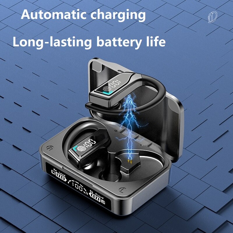 Wireless Earphones HiFI Stereo Touch Headphone 5.2 Bluetooth-compatible Sport Waterproof Ear Hook Headset With Mic Led Display