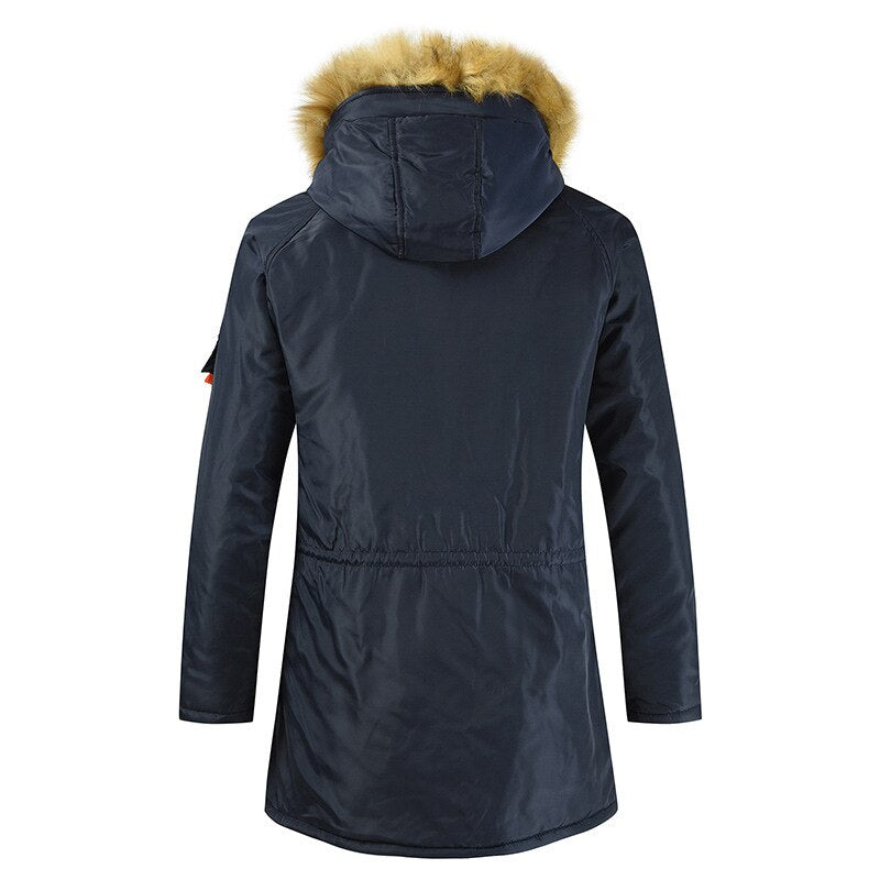 HIEXHSE Winter Jacket Men Parka Coat Brand Padded Artificial Fur Medium-long Thick Parkas Snowjacket Coat Warm Clothing