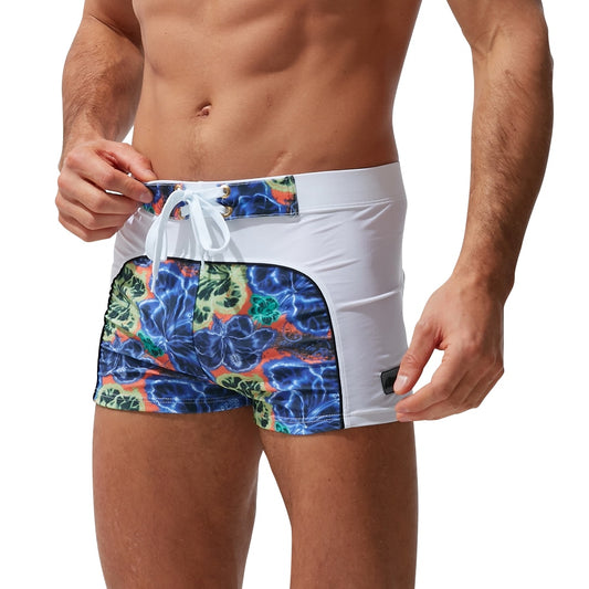 Heavywood Summer Men's Swimming Trunks Waterproof Swimwear Shorts Color Printed Nylon Boxer Swimsuit Male Swim Surf Beach Shorts