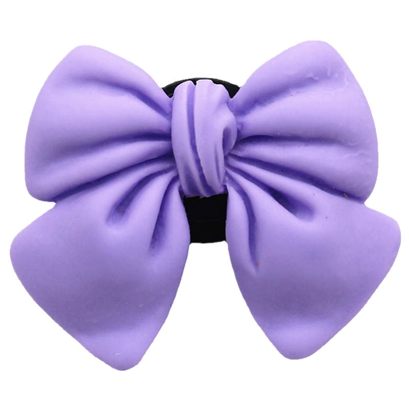 Novelty 1pcs Bowknot Clog Croc Charms Red Blue Pink Yellow Purple BOW PVC Shoe Accessories Decorations for Couples Kids Gifts