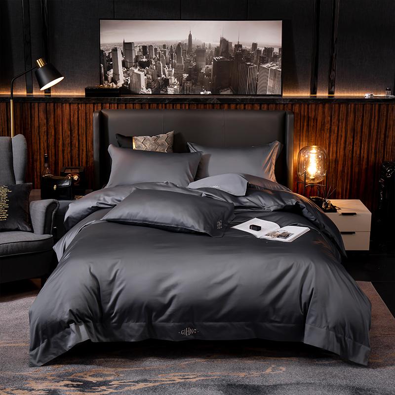 White Grey Hotel Quality Silky Soft Egyptian Cotton Bedding set Queen King Size 4/6Pcs(1 Duvet Cover 1Bed Sheet Pillow Shams)