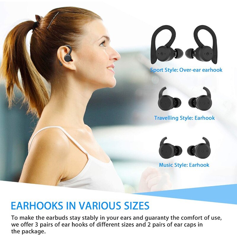 GDLYL 20 Hours Play time Swimming Waterproof Bluetooth Earphone Dual Wear Style Sport Wireless Headset TWS Ipx7 Earbuds Stereo