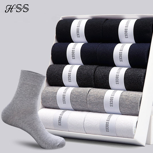 HSS 2022 Men's Cotton Socks New styles 10 Pairs / Lot Black Business Men Socks Breathable Spring Summer for Male US size(6.5-12)