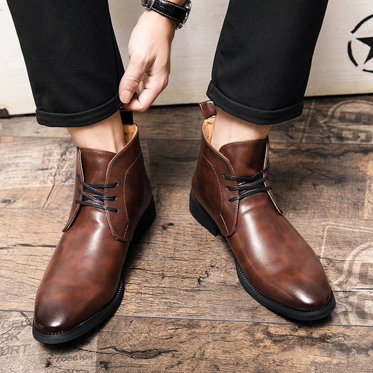 High Quality Fashion Men's Chelsea Boots Male Ankle Shoes Luxury Brand Leather Men Boots Dress Shoes Party Wedding Casual Flats
