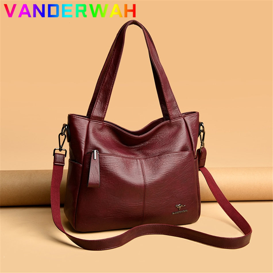 Quality Women's Leather Top Handle Bags Female Shoulder Sac Tote Shopper Bag Bolsa Feminina Luxury Designer Handbags for Woman