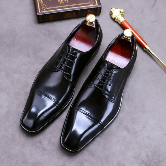 Men's Genuine Leather Shoes Three-joint Leather Shoes Men Business Casual Pointed Toe Large Size 37-46 Formal Wear Handmade Shoe