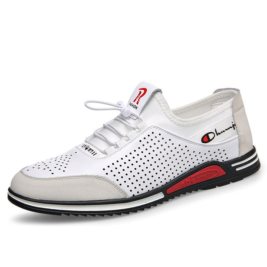 New Fashionable new breathable summer men's casual leather shoes, increased by 6CM