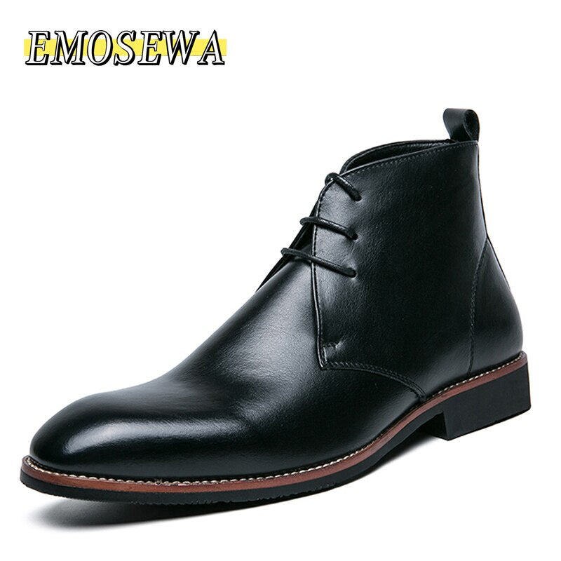 High Quality Fashion Men's Chelsea Boots Male Ankle Shoes Luxury Brand Leather Men Boots Dress Shoes Party Wedding Casual Flats