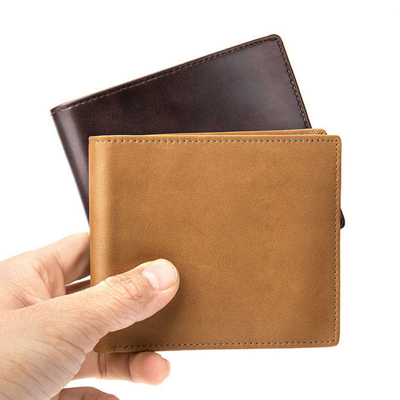 New Soft Leather Wallet Ultra Thin Men's Genuine Leather Wallets Man Small Card Holder Wallets Vintage Short Purse for Male
