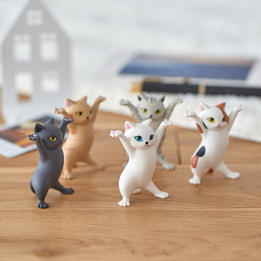 5pcs Set Funny Cat Pen Holder Toy Hold Everything Cat Earphone Bracket Home Decor Festival Decoration Charming Kitty Storage Set