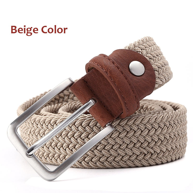 Green Longer Elastic Belts For Men Woven Braided Fabric Comfort Stretch Casual Belts 1-3/8" Wide Hot Metal Stretch 160 cm Belt
