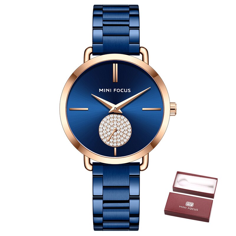 New MINI FOCUS Fashion Women's Watches Quartz Ladies Top Brand Luxury Waterproof Stainless Steel Clock Relogio Feminino gift box