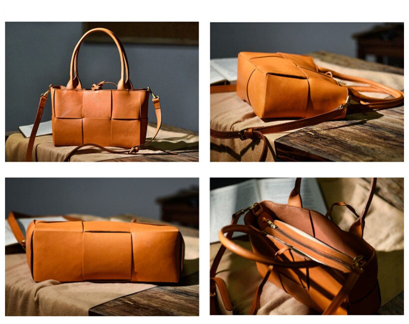 PNDME fashion designer natural genuine leather stitching ladies tote bag shopping work luxury real cowhide women's shoulder bag