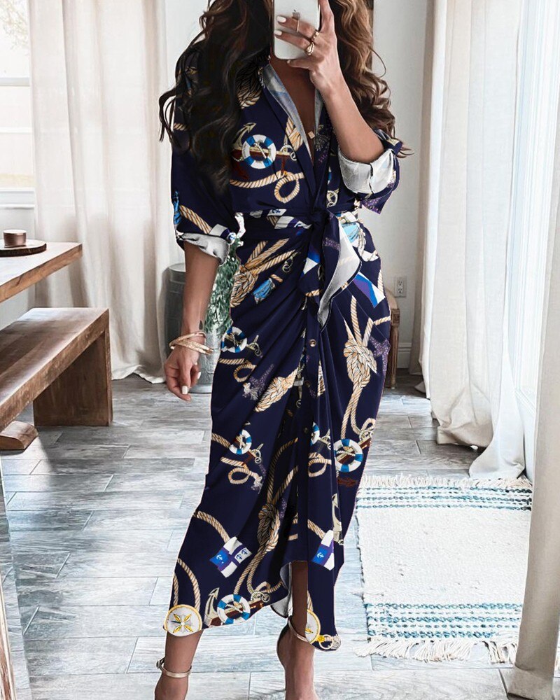 Striped Leopard Print Button Women's Dress Spring 2022 Elegantes Ankle Bandage Dress Half Sleeve Vintage Dress Shirt Beach Robe