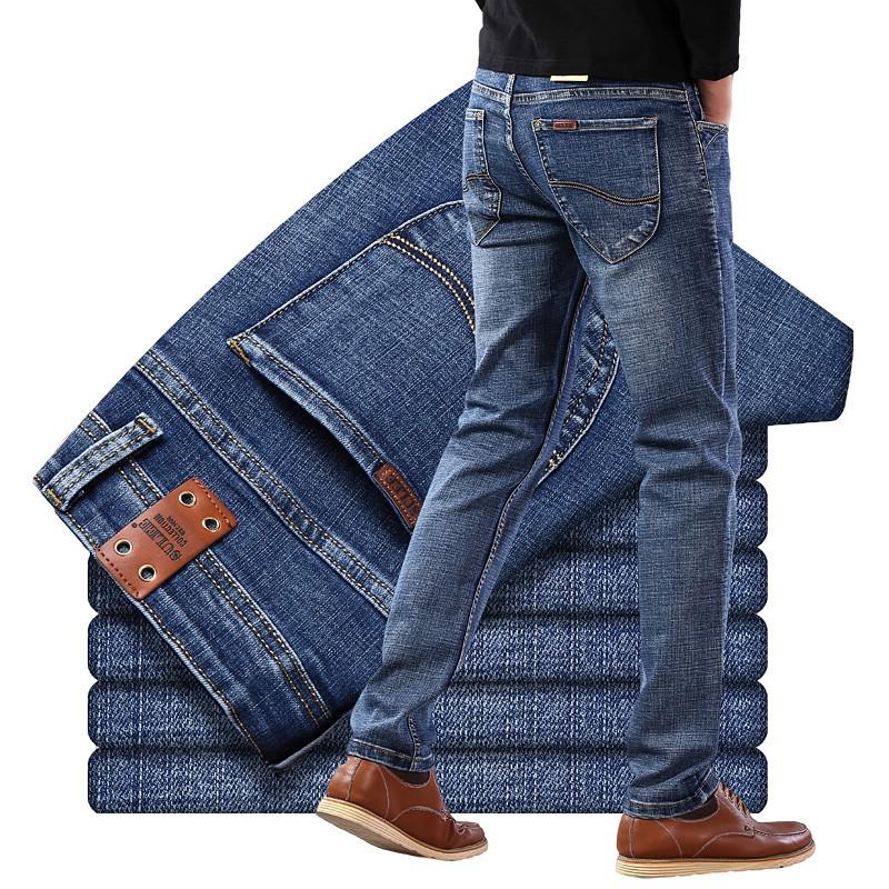 2021 New Sulee Top Brand Business Jeans Stretch Slim Denim Pants Men's Casual Full Casual Jeans