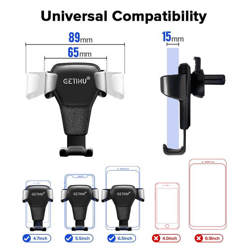 GETIHU Gravity Car Holder For Phone Air Vent Clip Mount Mobile Cell Stand Smartphone GPS Support For iPhone 13 12 Xiaomi Samsung